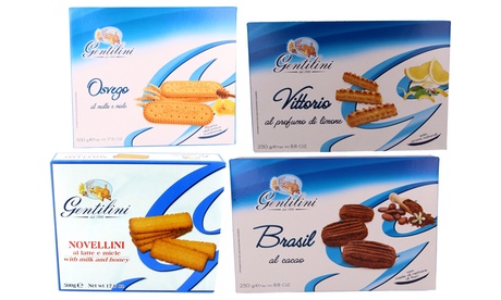 10 confezioni di biscotti Gentilini, disponibili in 4 gusti e 2 formati