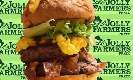 Menu con hamburger o pinsa romana, dolce e birra per 2 o 3 persone al pub The Jolly Farmers (sconto fino a 63%)