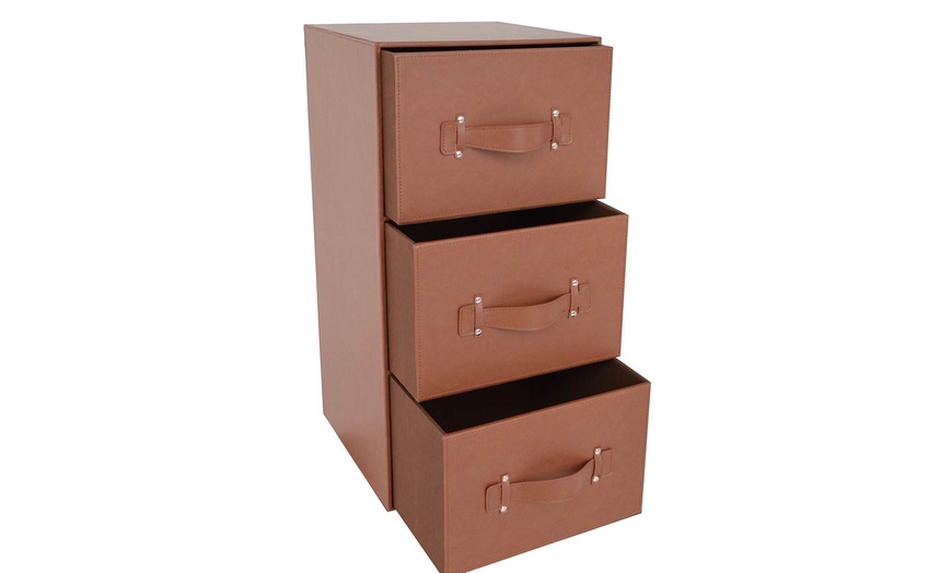 Image 3: Faux Leather Storage Boxes