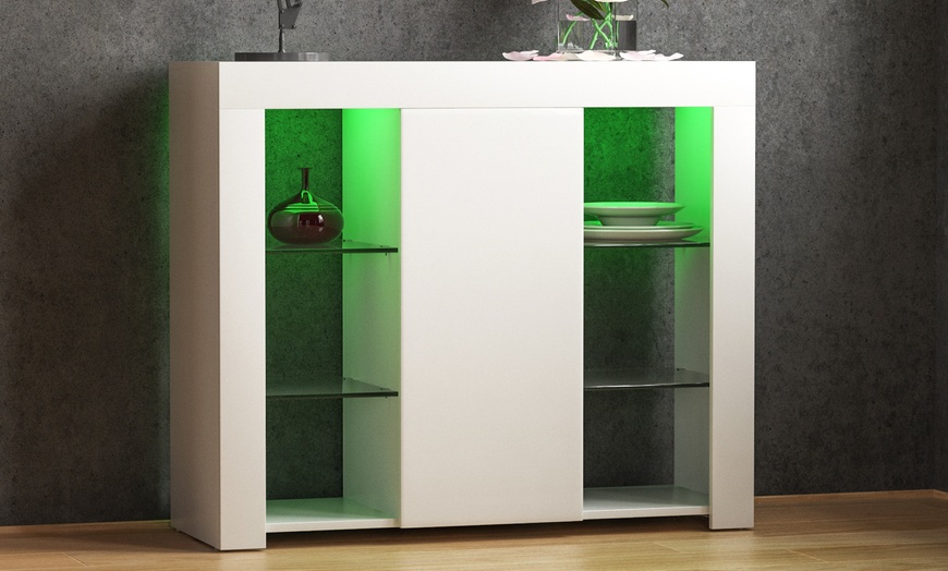 Image 33: Vida Designs Azura One-Door LED Sideboard