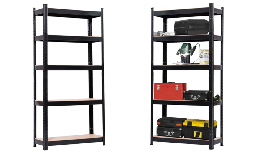 Image 1: Five-Tier Heavy-Duty Metal Shelving Rack