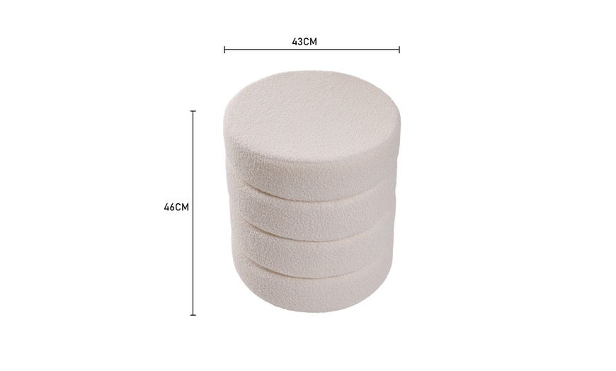 Image 9: Round Channel Upholstered Ottoman