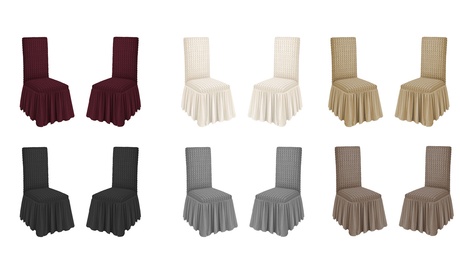 Set da 2, 4 o 6 coprisedia con volant disponibile in vari colori