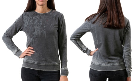 Felpa da donna a girocollo con stampa, disponibile in 3 taglie