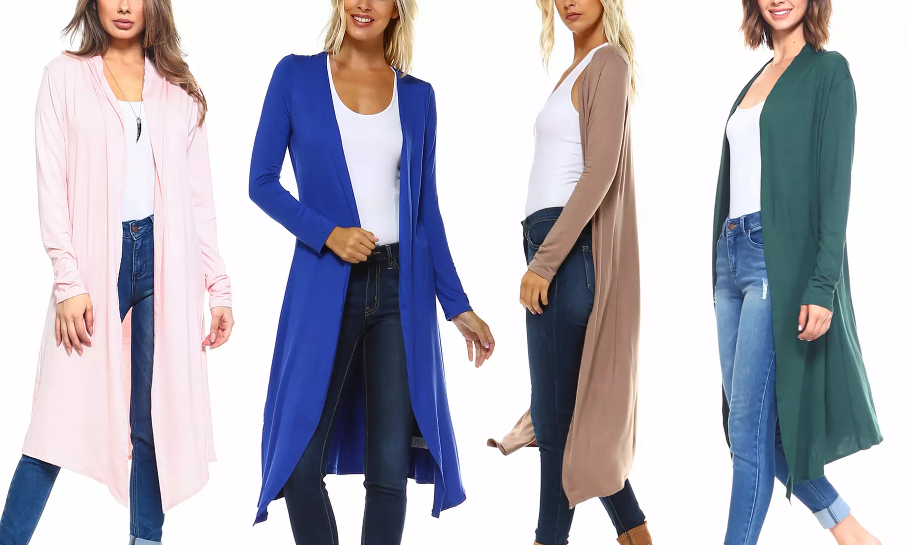 Isaac Liev Everyday Essential Women's Lightweight Extra Long Cardigan. Plus Sizes Available. - Primary Image