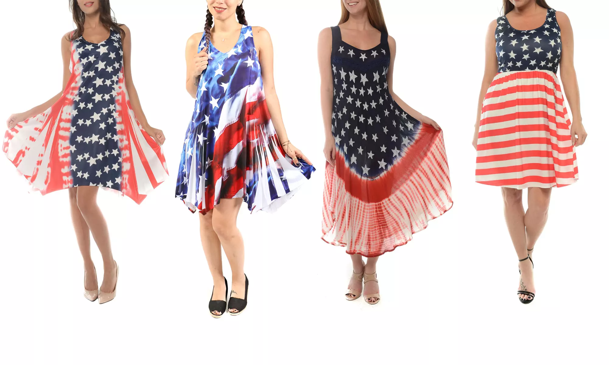 Shoreline Women's Patriotic American Flag Long and Short Dresses. Plus Sizes Available. - Primary Image