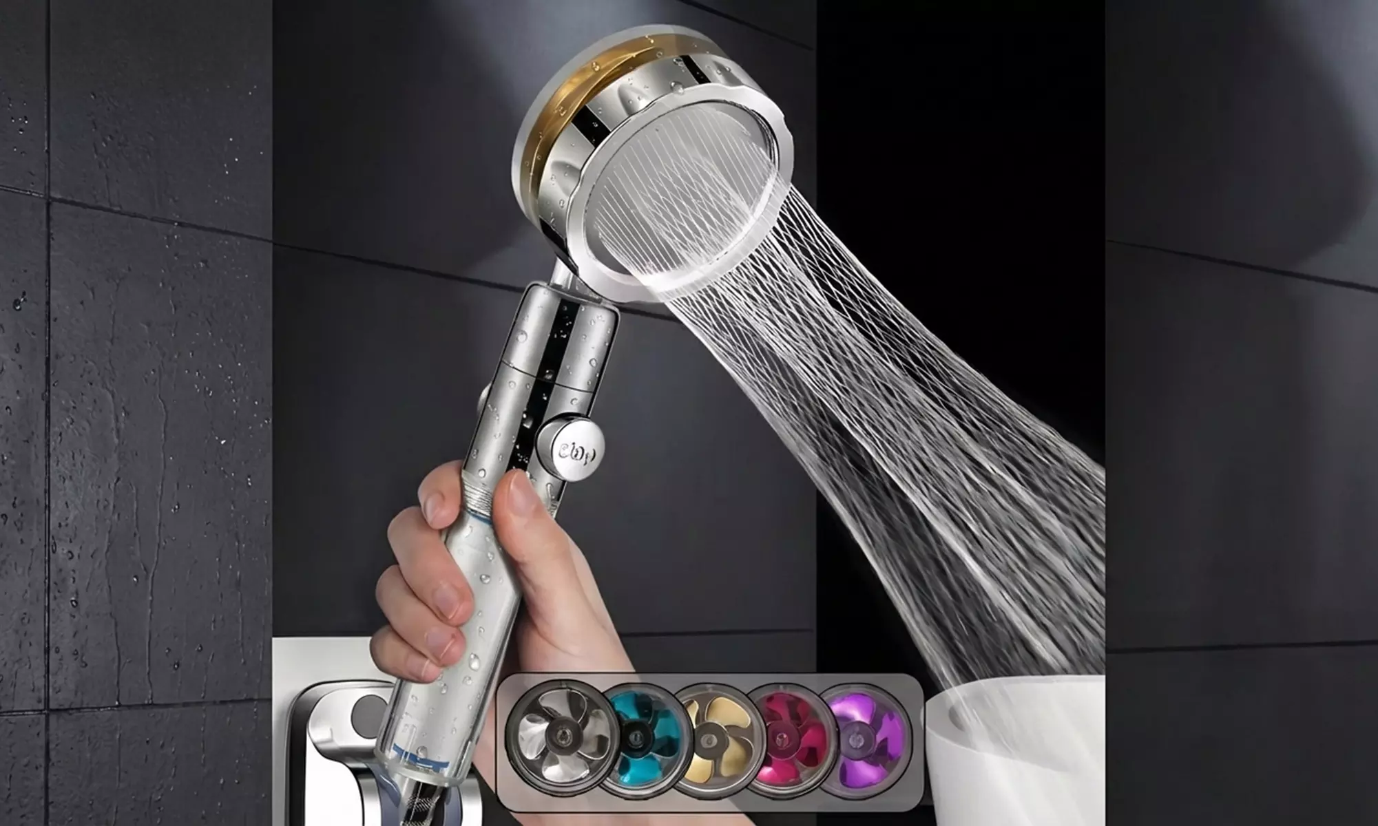 Soffione per doccia ruotabile a 360°