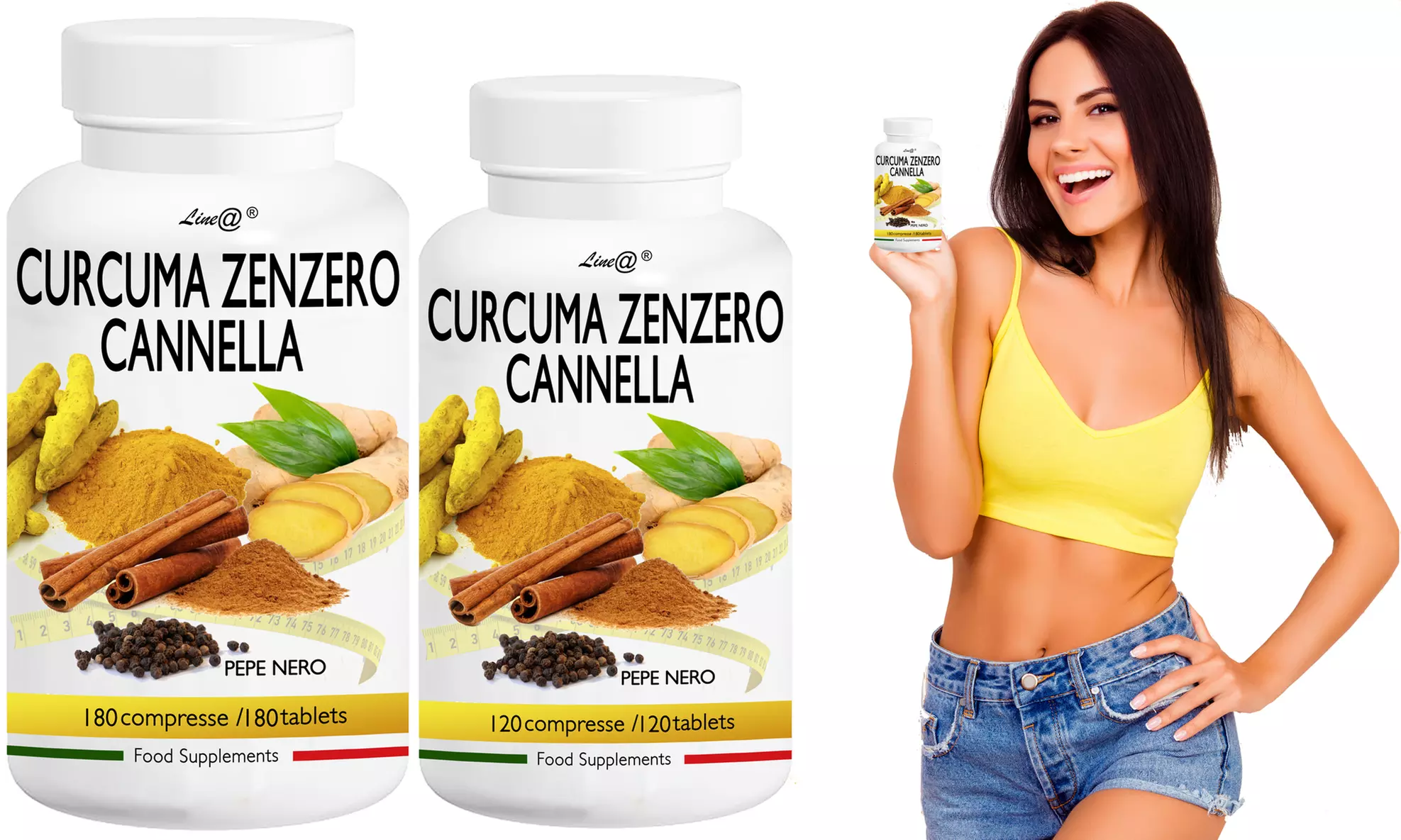 Fino a 720 compresse Line@ con curcuma, zenzero, cannella e pepe nero