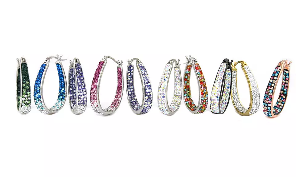 Graduated Crystal Hoop Earrings made with Swarovski Elements - Primary Image