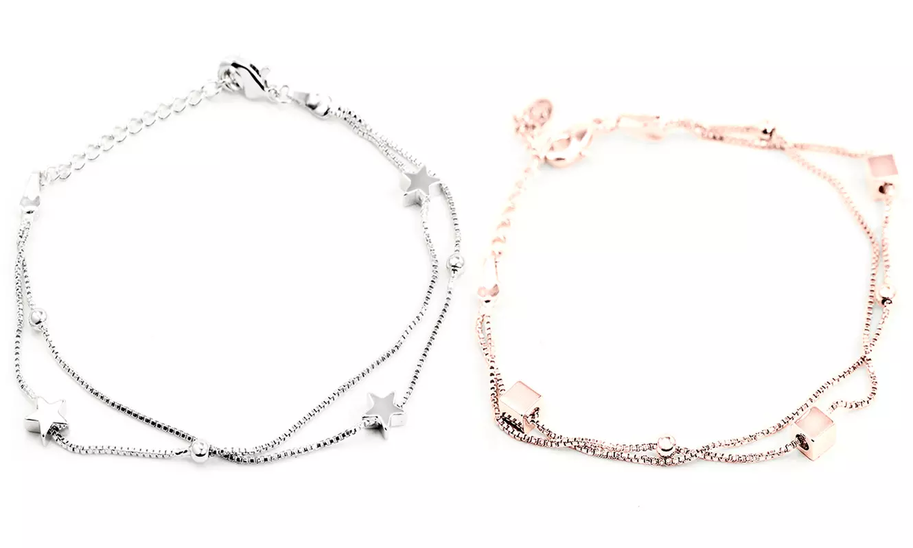 Bracelet plaqué rhodium étoile ou cube - Second Medium