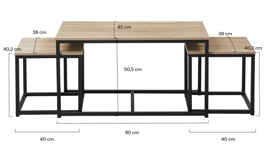 Image 5: Lot de 3 tables basses gigognes Calvi WEBER INDUSTRIES