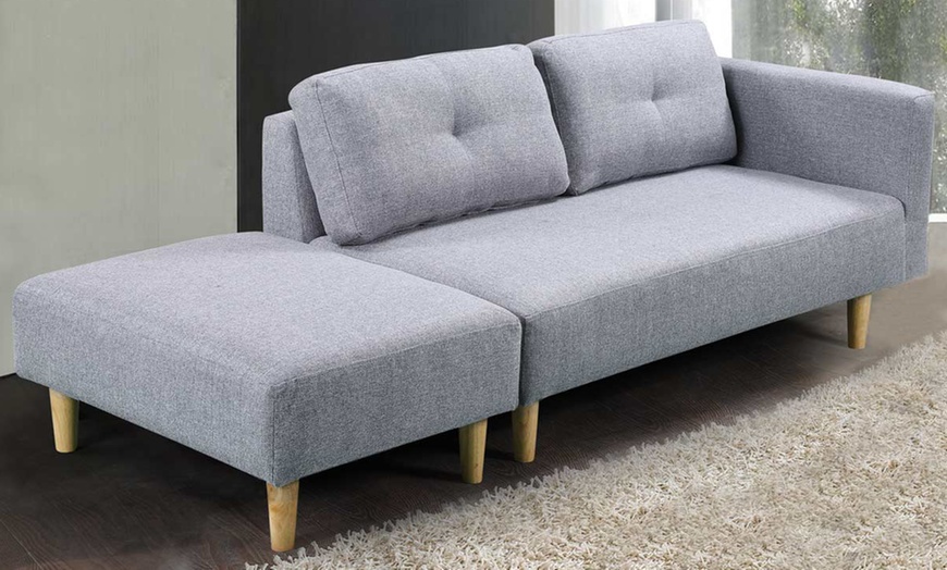 Image 4: Two-Seater Sofa with Footstool