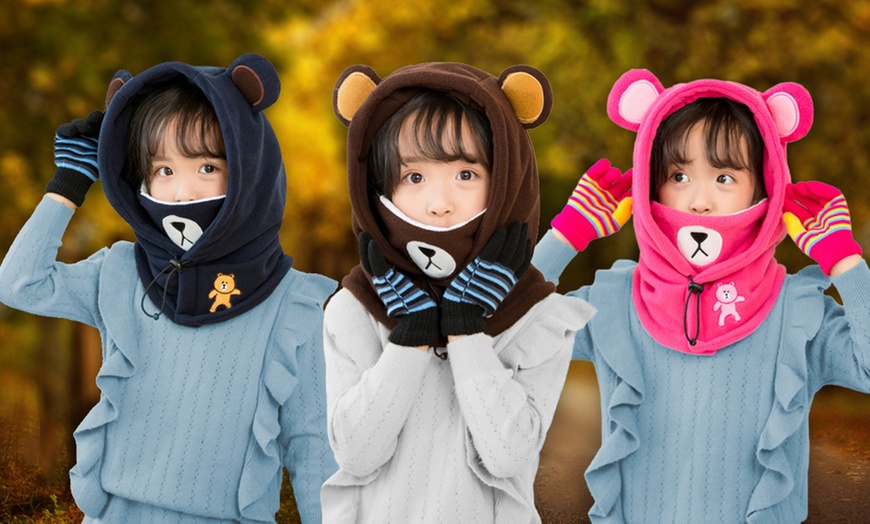 Image 1: Kids' Hooded Bear Snood