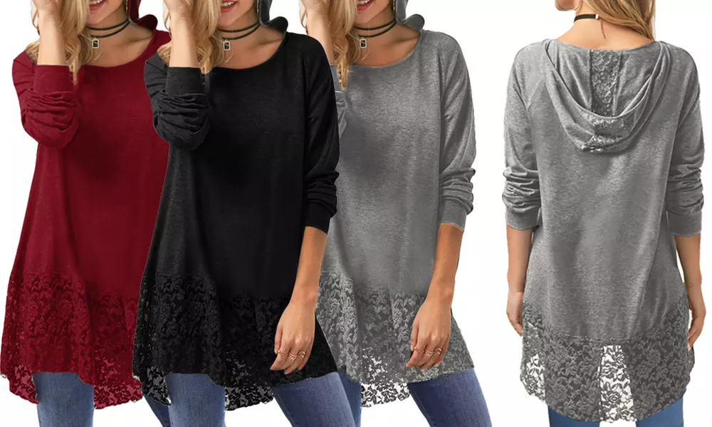 Blouse à capuche avec dentelle Amy - Primary Image