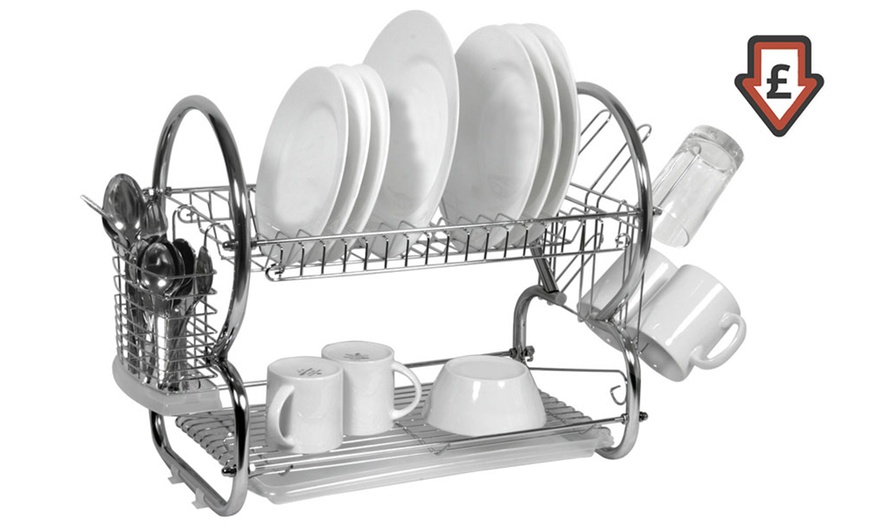 Image 1: Two-Tier Dish Drainer