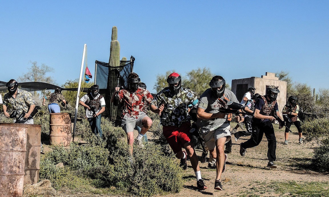 Outdoor paintball packages for one, two, or four with equipment