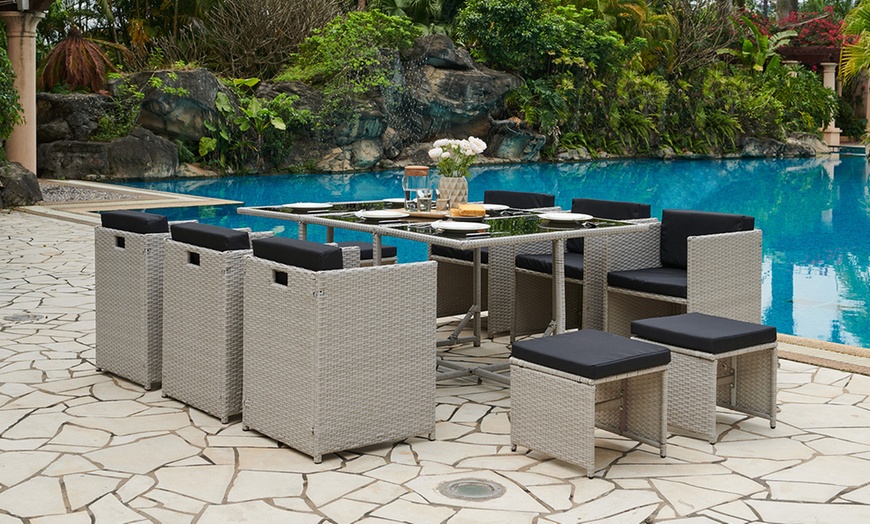 Image 4: Cube Rattan-Effect Dining Set