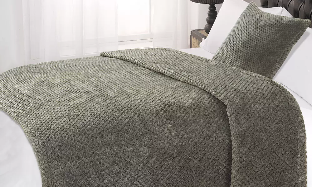 Dreamscene Faux Mink Waffle Knit Throw - Primary Image