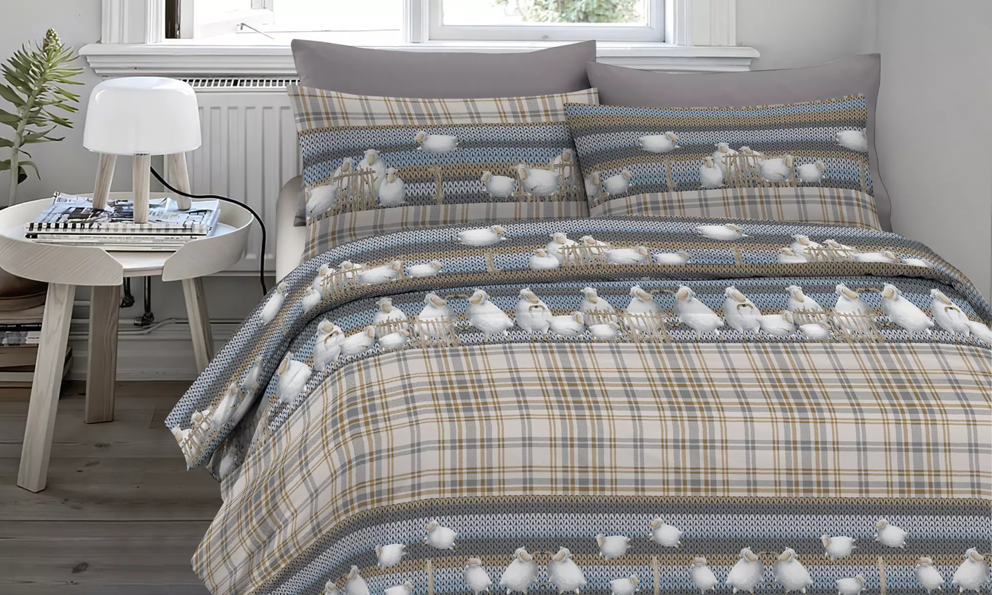 Juego de funda nórdica de franela 100 % algodón con fundas de almohada