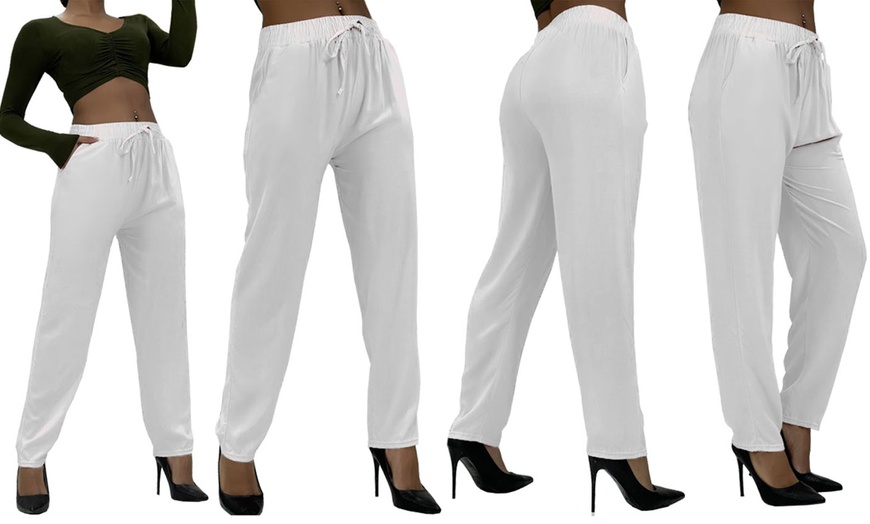 Image 12: Women's Plain Cotton Pocket Trousers