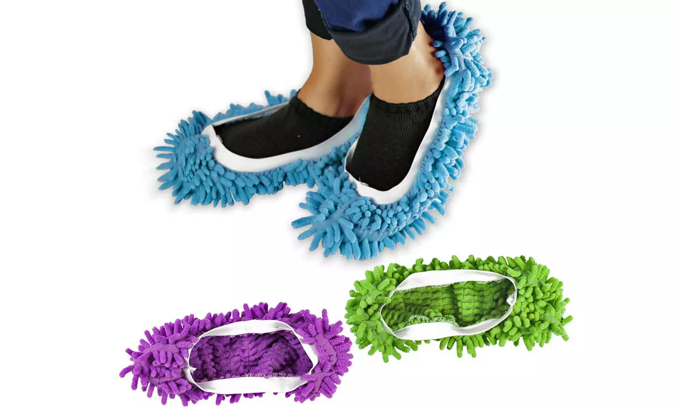 Microfiber Chenille Washable Mop Slippers (1- or 2-Pair) - Primary Image