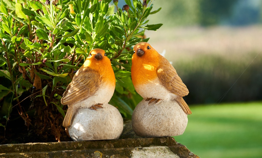 Image 2: Two or Four Robins on Stones Ornaments