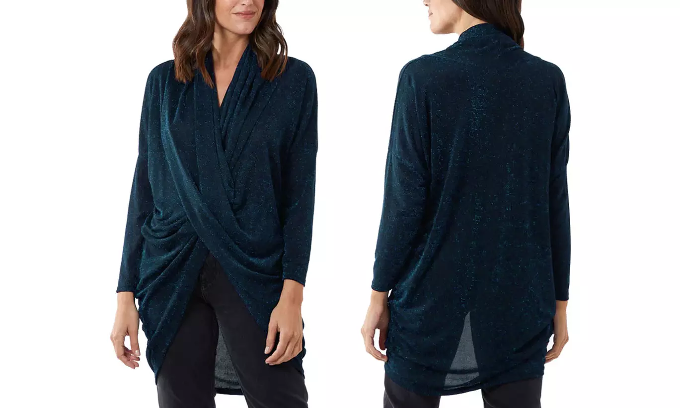 Wrapover Lurex Glitter V-Neck Top