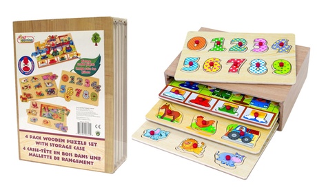 Casier de 4 puzzles en bois WDK Partner