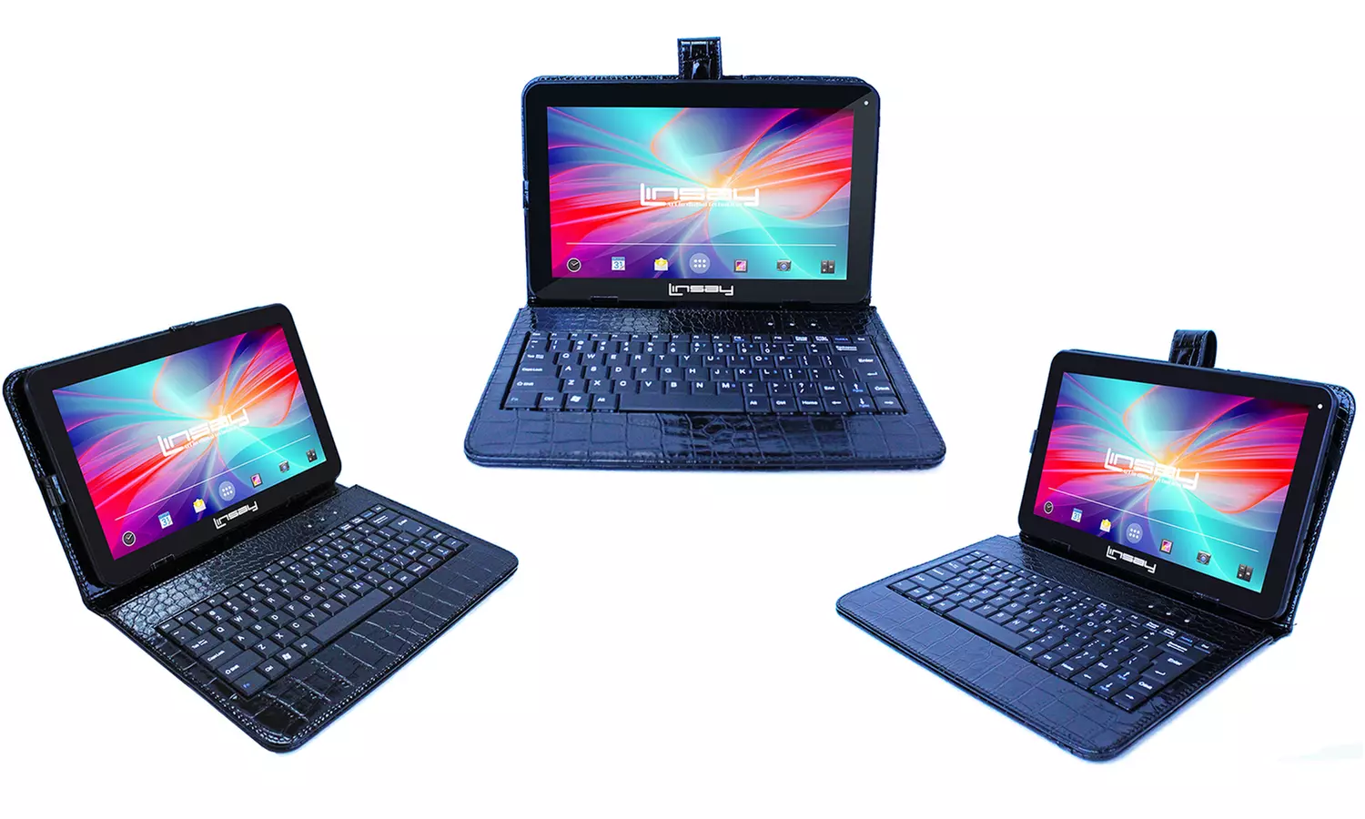 LINSAY 10.1" 16GB Android 9.0 Tablet with Detachable Crocodile-Texture Keyboard Case - Second Medium