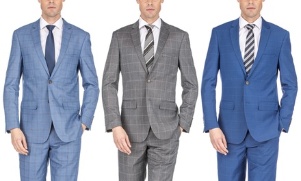 Gino Vitale Men's Traveler Check Slim Fit 2-Piece Suit | Groupon