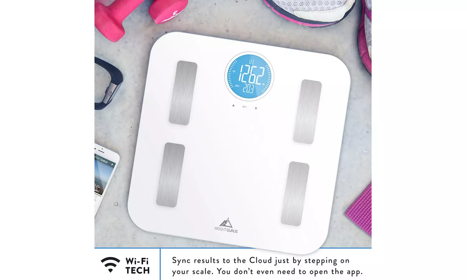 Weight Gurus Wi-Fi Connected Body Fat Scale with Backlit LCD - Primary Image