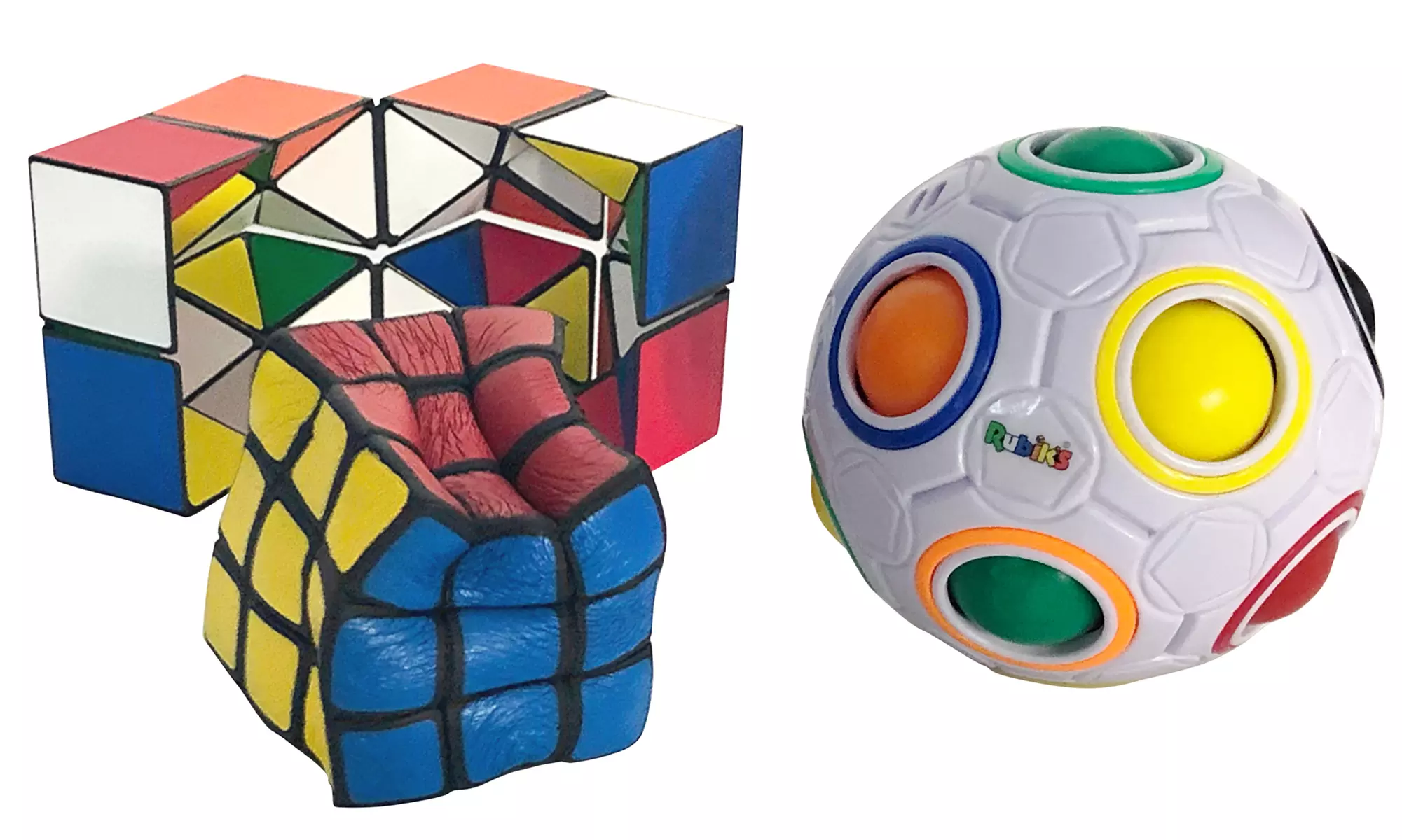 Rubik's Original Rainbow Ball, Squishy Cube, & Magic Star Set (3-Piece) - Second Medium