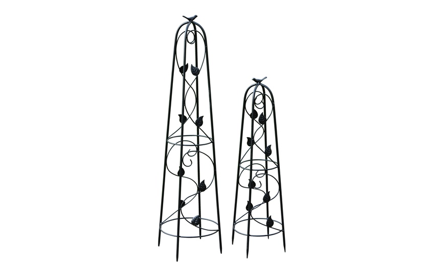 Image 5: Two Garden Gear Metal Ornamental Obelisks