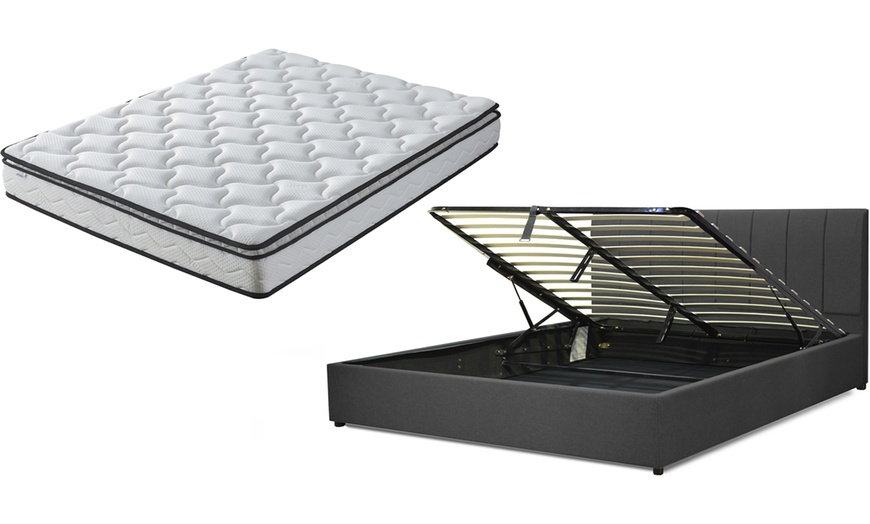 Image 10: Lit coffre Barcelone tissu, matelas ''Empereur'' en option