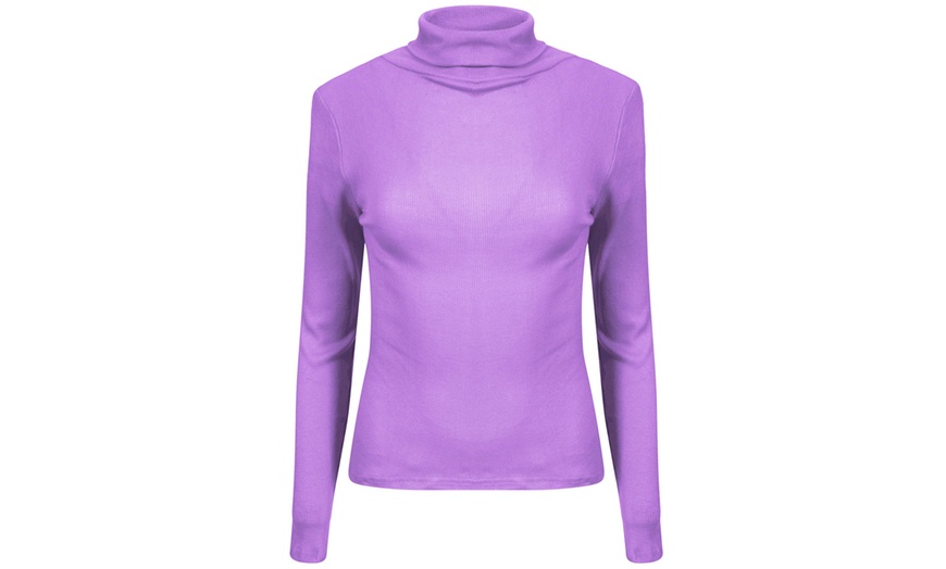 Image 8: Women's Ribbed Polo Neck Tops