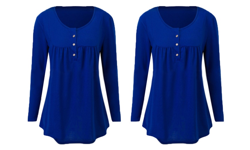 Image 7: Women's Long Sleeve Button Placket Top