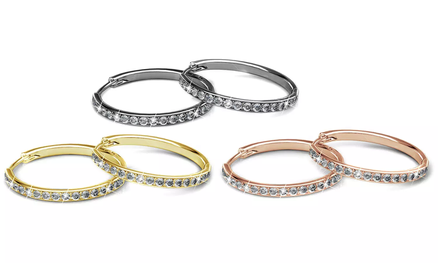 1, 2 ou 3 paires de boucles d'oreilles avec cristaux autrichiens, coloris au choix et livraison offerte - Primary Image