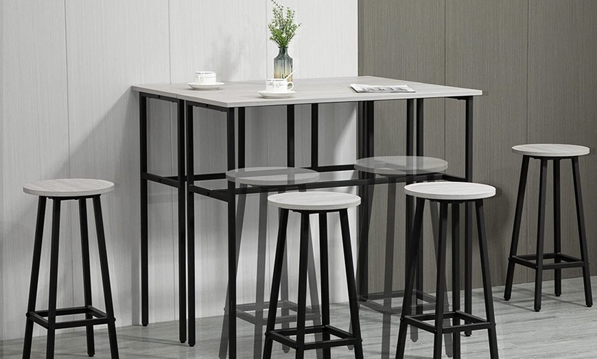 Image 4: Homcom Bar Table with Stools Set