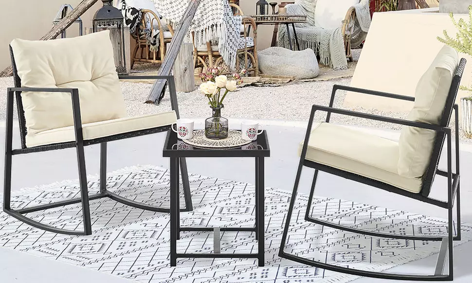 Set da giardino con tavolo, poltrone dondolo Bakaji, con spedizione gratuita - Primary Image