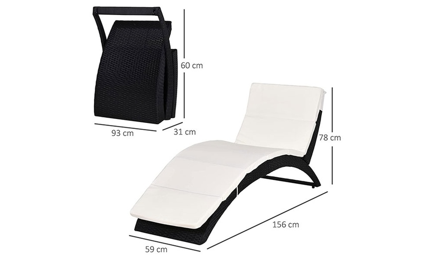 Image 6: Outsunny Rattan Sun Lounger in choice of colours 