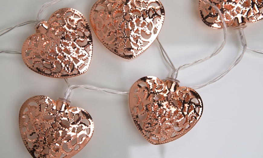 Image 2: 10 Metal Copper Heart Lights