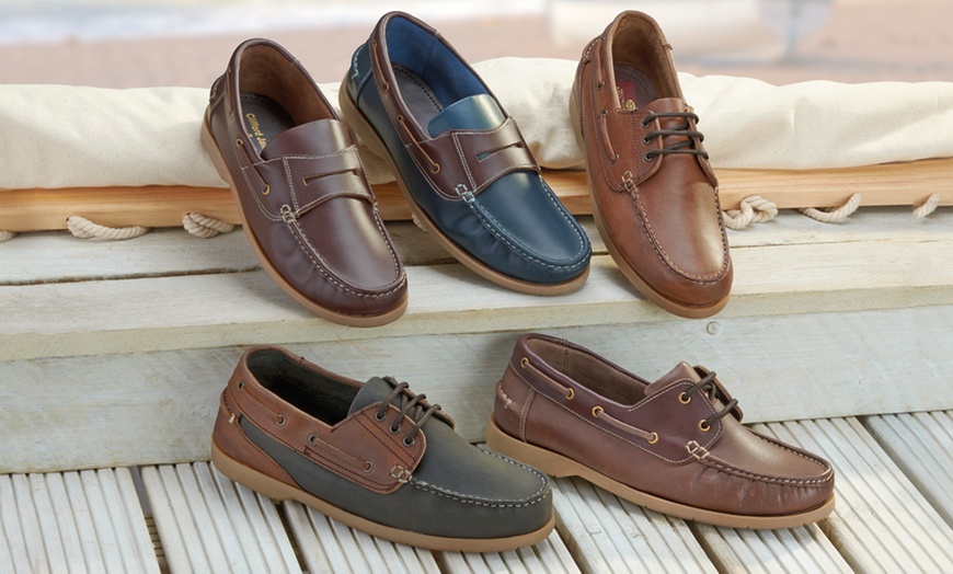 Image 1: Men's Leather Deck Shoes