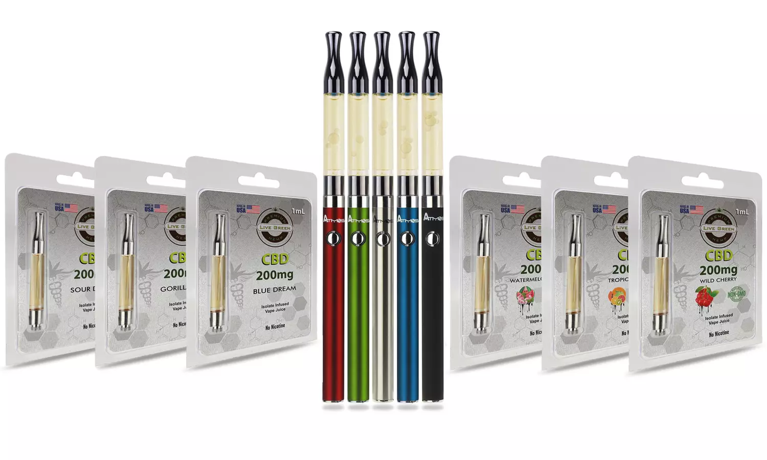 Pre-Filled CBD Cartridge 200mg and Battery Bundle by Live Green Hemp - Primary Image