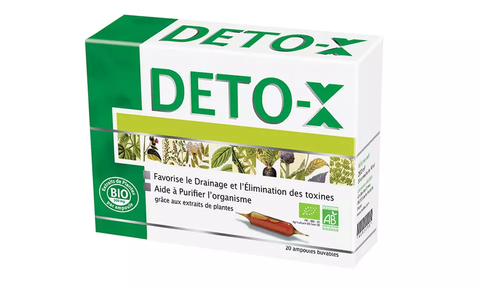 20, 40, 60 ampoules de Deto-X Bio, drainage, élimination des toxines et confort digestif - Primary Image