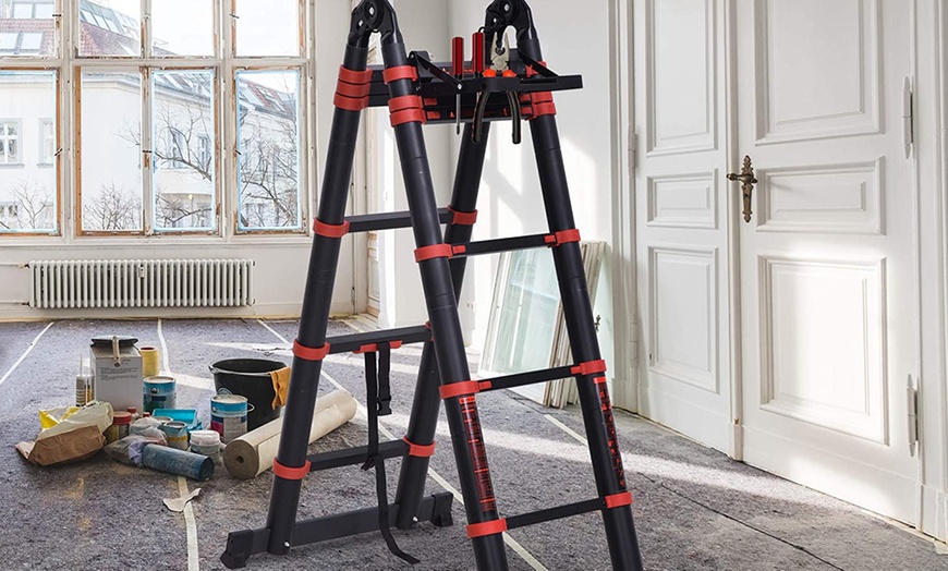 Image 8: HomCom Duo Aluminium Telescopic Ladder