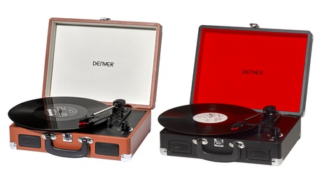 Giradischi portatile VPL-120 Denver con funzione di digitalizzazione e presa USB, disponibile in 2 colori