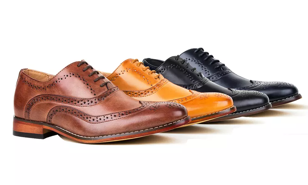 Signature Men's Wing Tip Lace-Up Dress Shoes - Primary Image