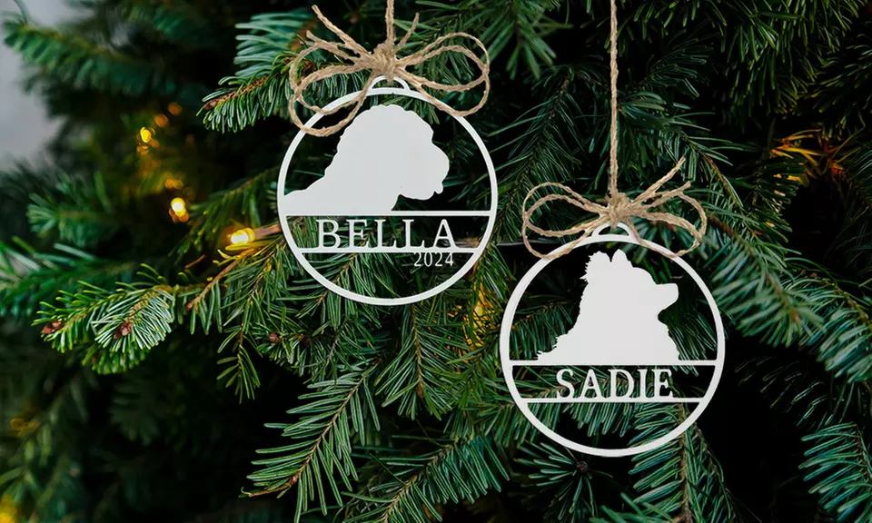 Set of 2 Custom Dog/Cat Christmas Tree Ornament in 4, 6 or 9-Inch Size