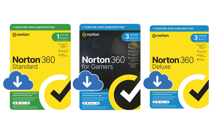 Image 1: Norton 360 Virenschutz Standard, Deluxe oder for Gamers für 1 Jahr