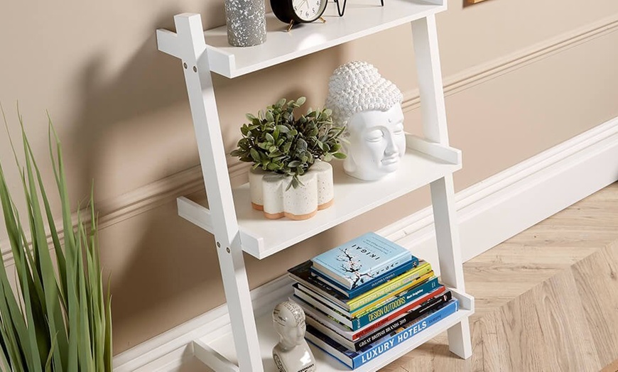 Image 3: Three or Five Tier Storage Ladder Shelves